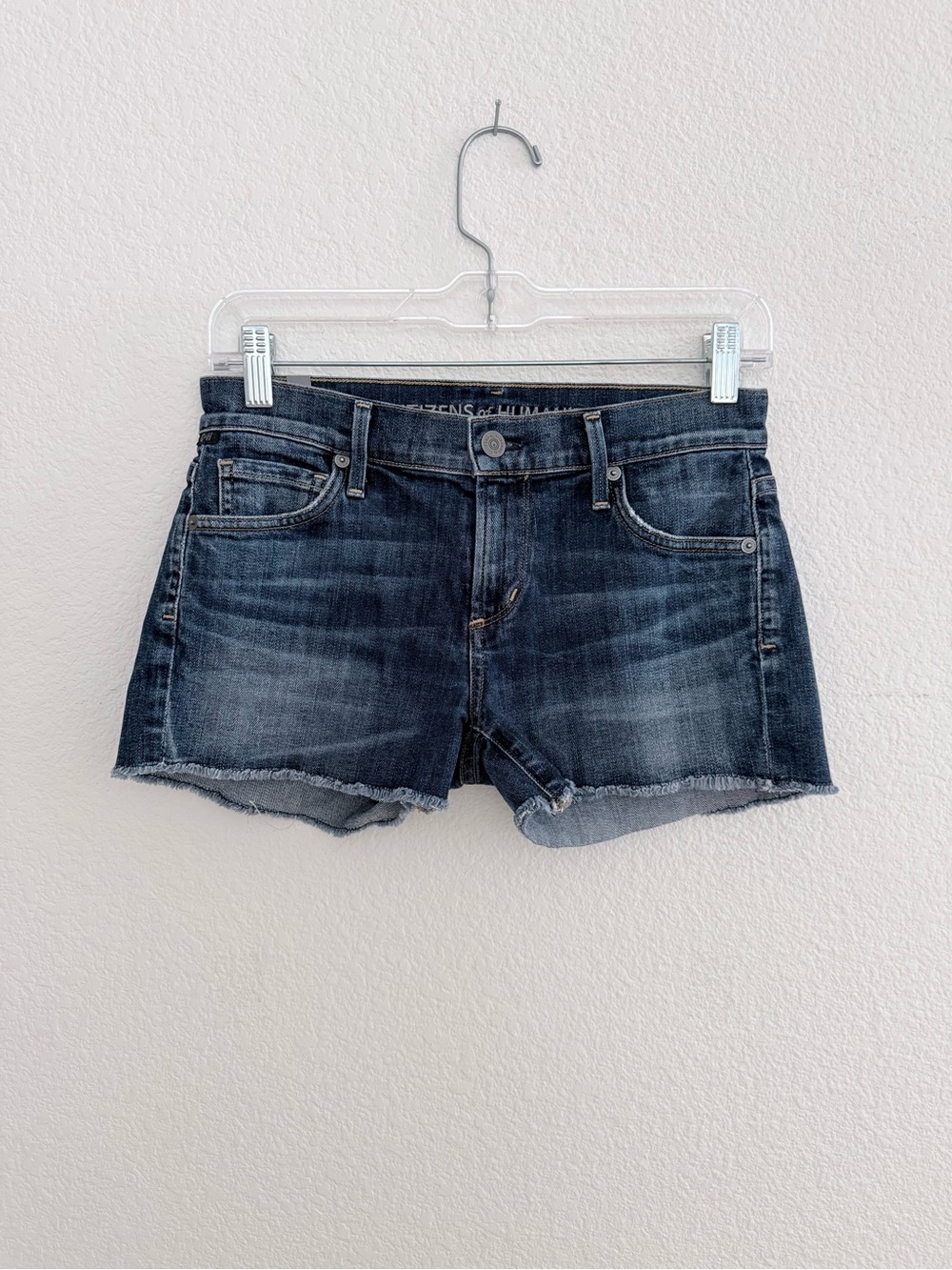 Citizens Of Humanity Dark Blue Distressed Denim Cutoff Shorts